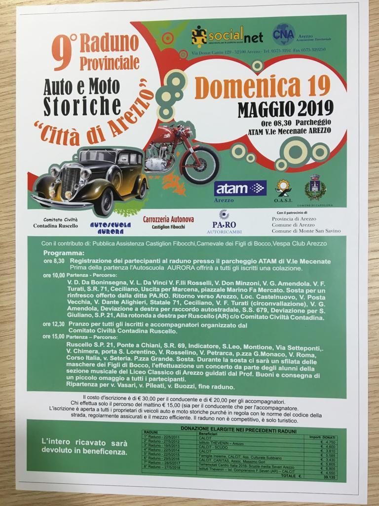 9° Raduno provinciale “Città di Arezzo” – domenica 19 maggio 2019