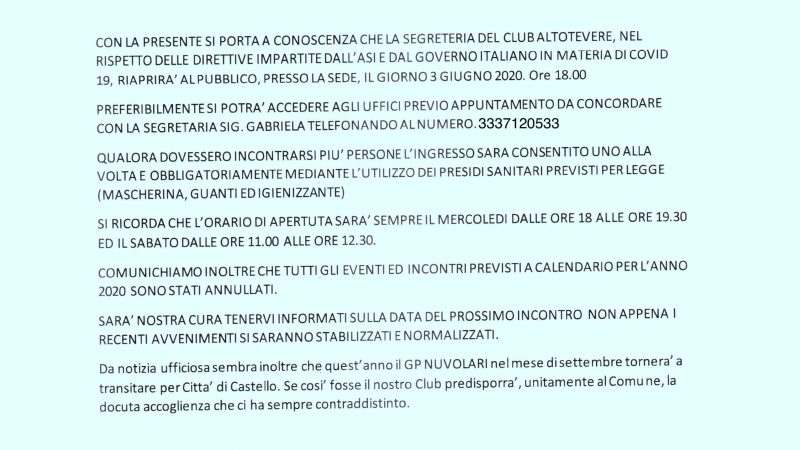 Riapertura al Pubblico SEDE Sociale