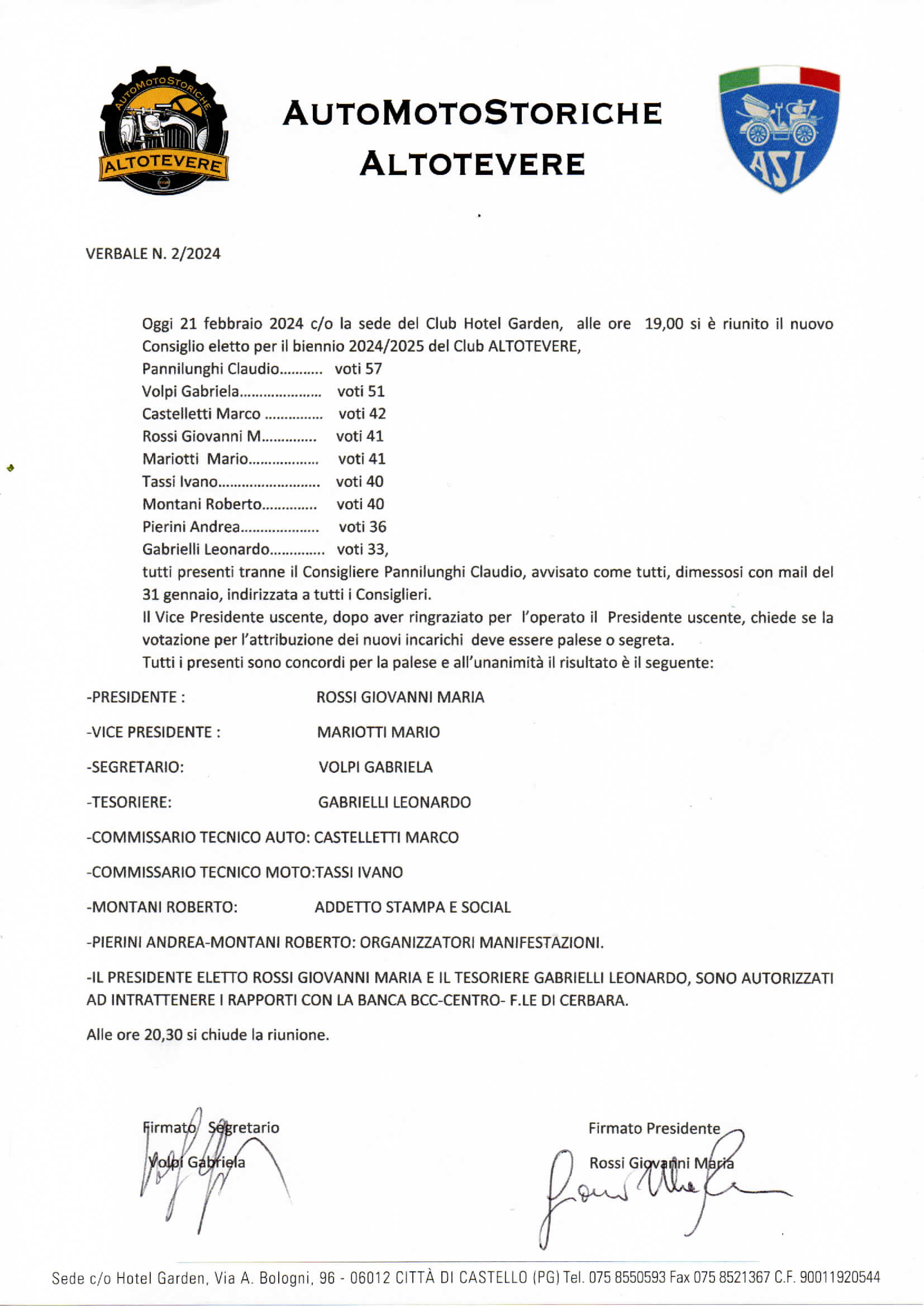 Nuovo consiglio direttivo per il Club ALTOTEVERE