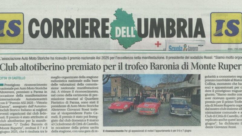 Auto Moto Storiche Altotevere premiato a Parma: prestigioso riconoscimento nazionale con il Premio ASI 2025 – Vittorio Zanon
