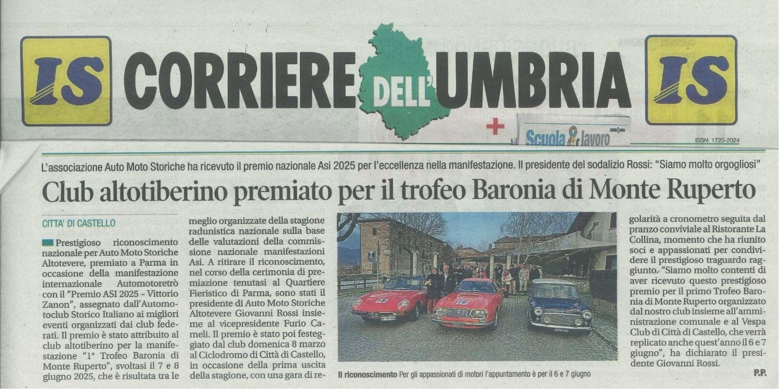 Auto Moto Storiche Altotevere premiato a Parma: prestigioso riconoscimento nazionale con il Premio ASI 2025 – Vittorio Zanon