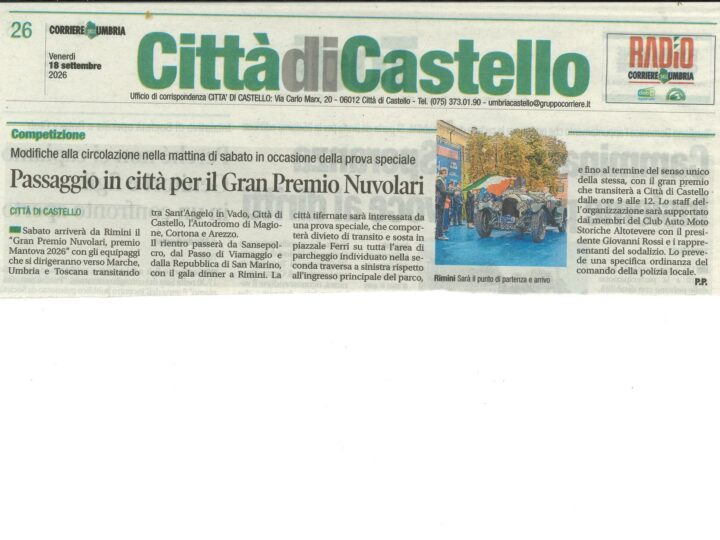 Il Gran Premio Nuvolari 2026 fa tappa a Città di Castello: il supporto di Auto Moto Storiche Altotevere