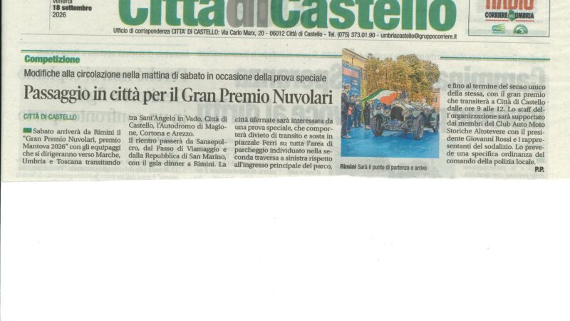 Il Gran Premio Nuvolari 2026 fa tappa a Città di Castello: il supporto di Auto Moto Storiche Altotevere
